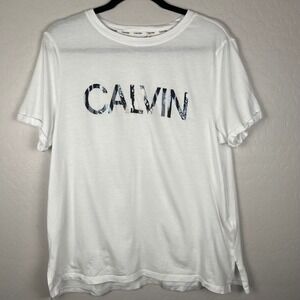 Calvin‎ Klein Graphic Logo T-Shirt Short Sleeve Casual Top White XL